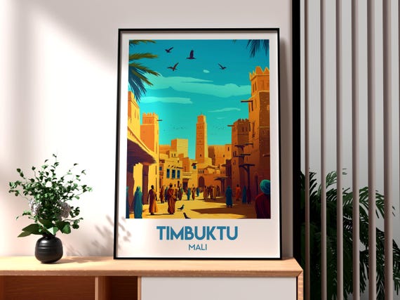 Timbuktu Travel Print Mali Wall Art Poster Africa City
