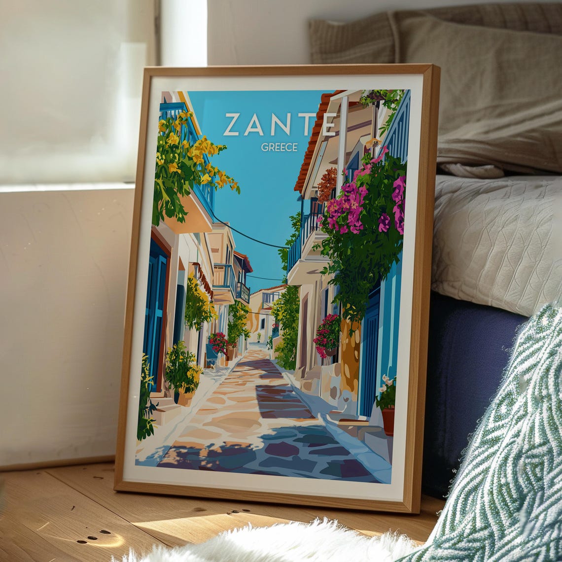 Zante Travel Poster, Greek Coastal Nightlife - Image 3