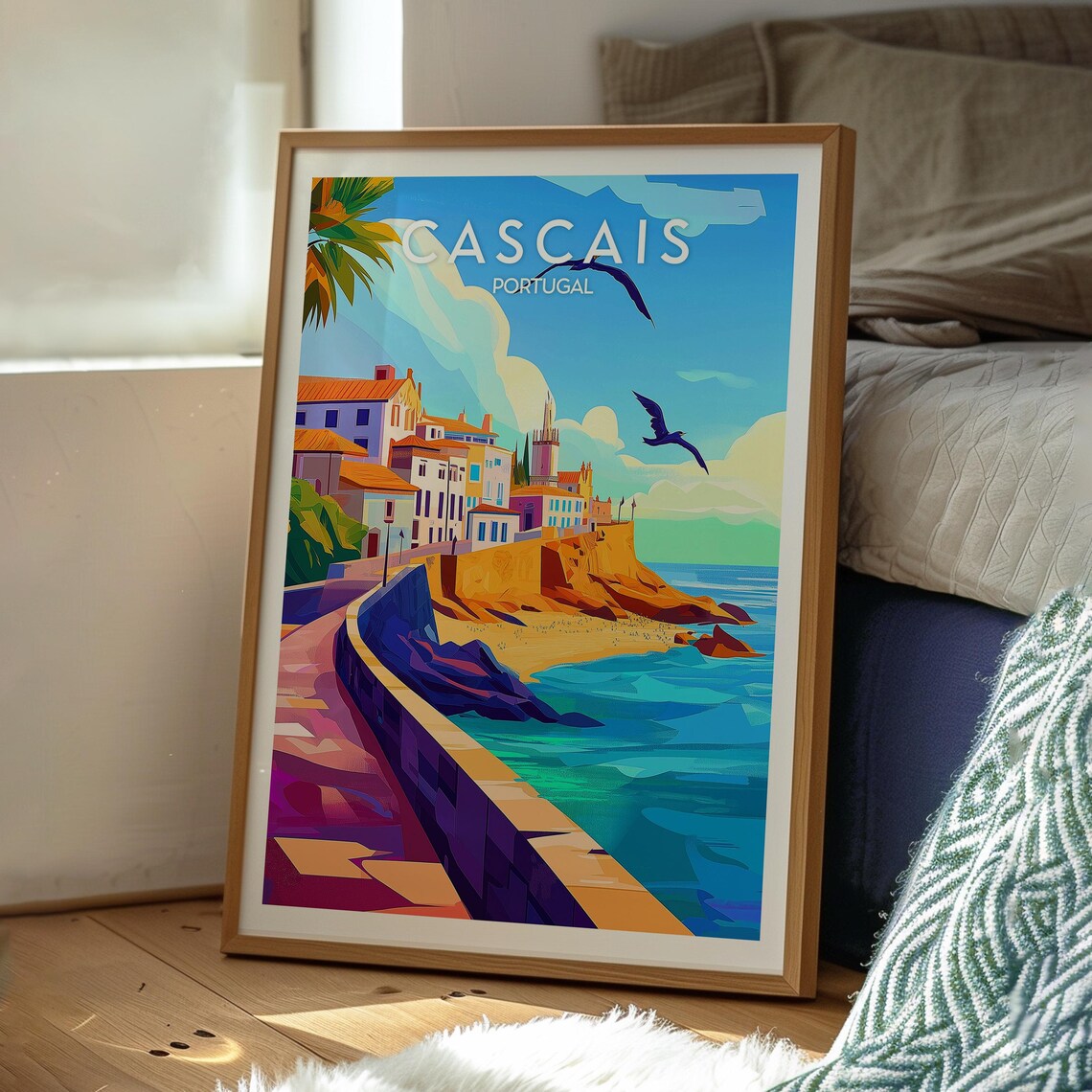 Cascais Portugal Seaside Promenade Ocean Cliffs Travel Poster - Image 3
