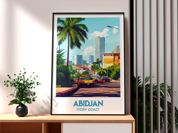 Abidjan Poster Ivory Coast Print Travel Wall Art Africa African Wildlife