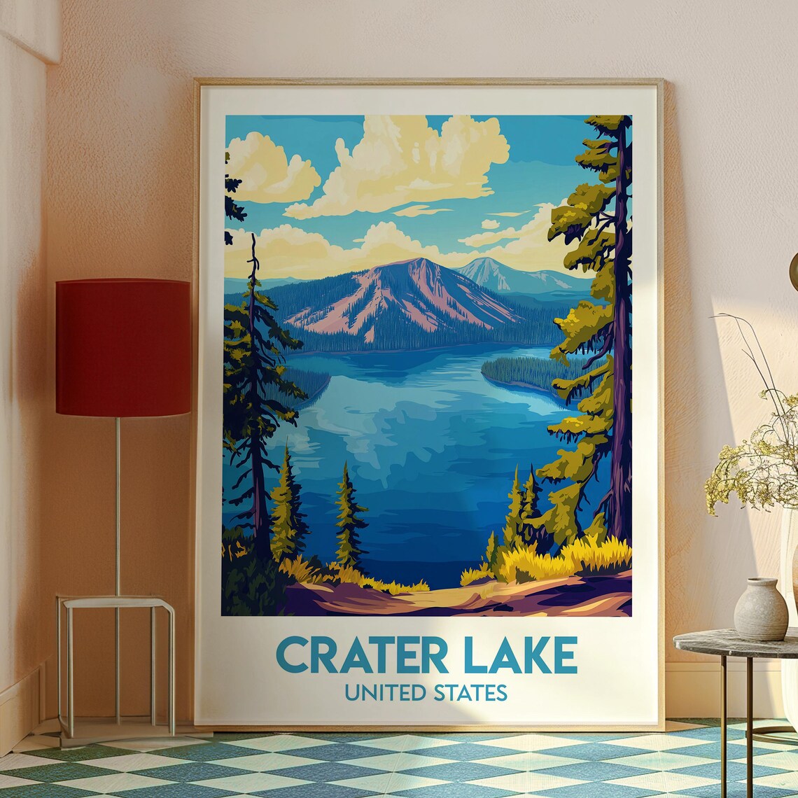 Crater Lake United States Blue Caldera Lake Vintage Travel Poster - Image 2