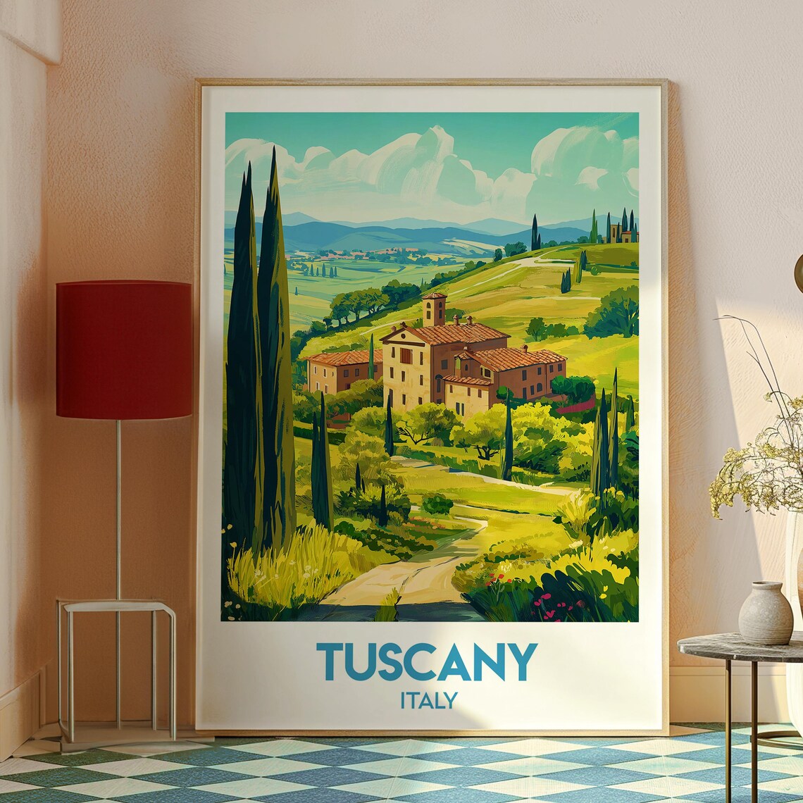 Tuscany Italy Countryside Farmhouse Cypress Road Travel Poster - Image 2