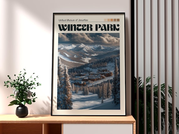 Winter Park Colorado USA Ski Resort Retro Snowy Mountain Travel Poster