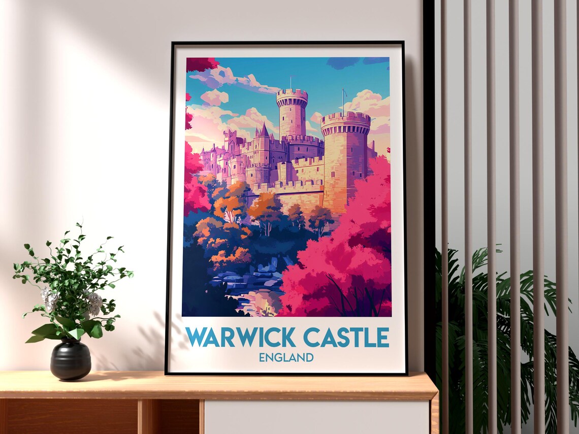 Warwick Castle England Medieval Towers Turrets Travel Art Poster