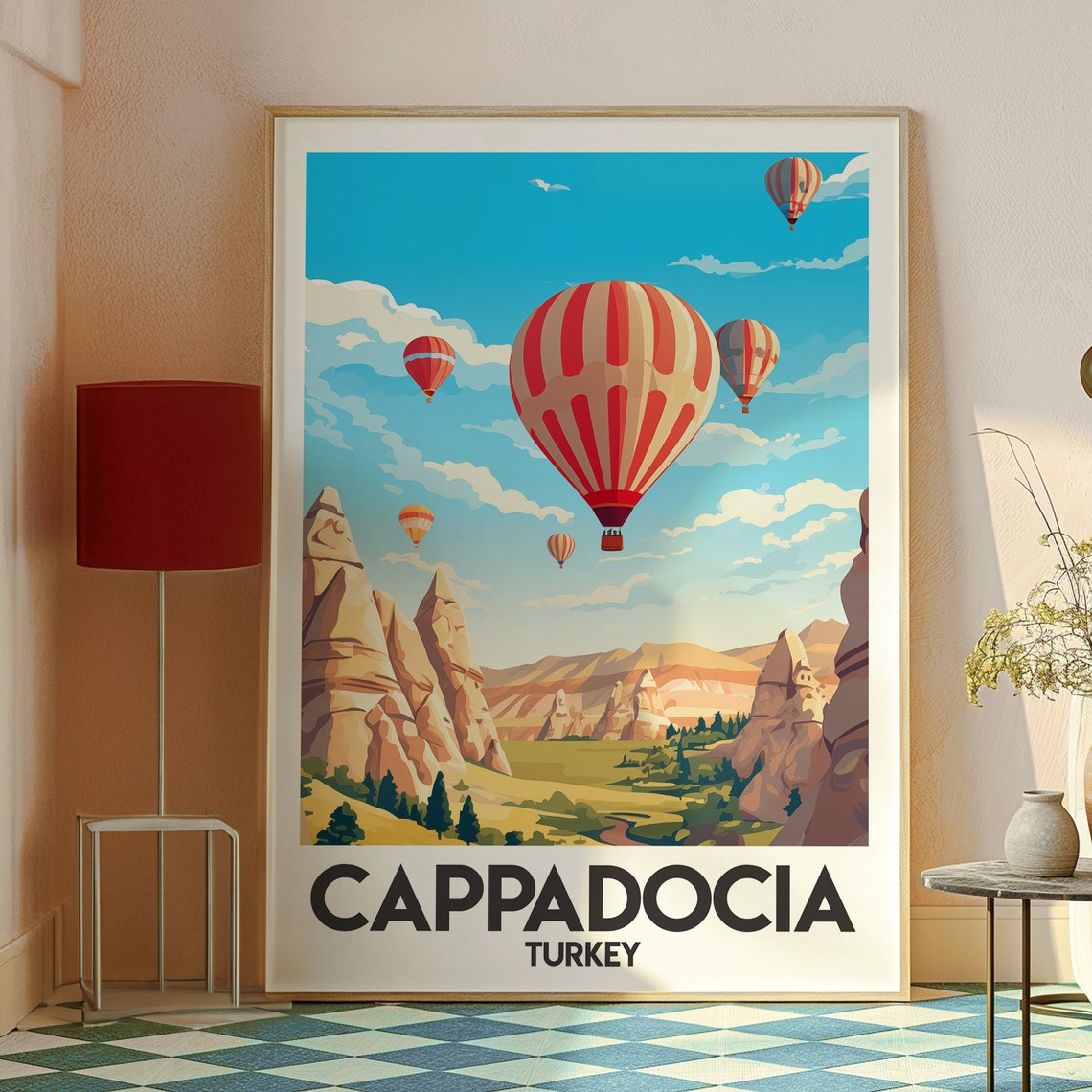 Cappadocia Turkey Hot Air Balloons Over Rock Valley Travel Poster - Image 2