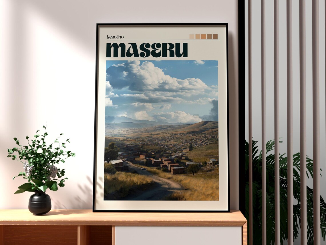 Maseru Lesotho African Highland Village Hillside View Poster