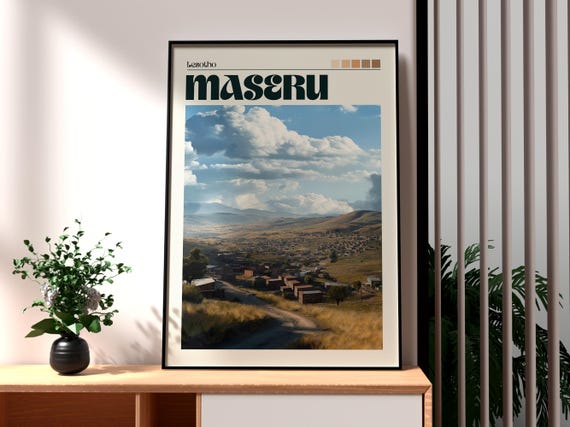 Maseru Poster Lesotho Print Travel Wall Art Africa African Wildlife