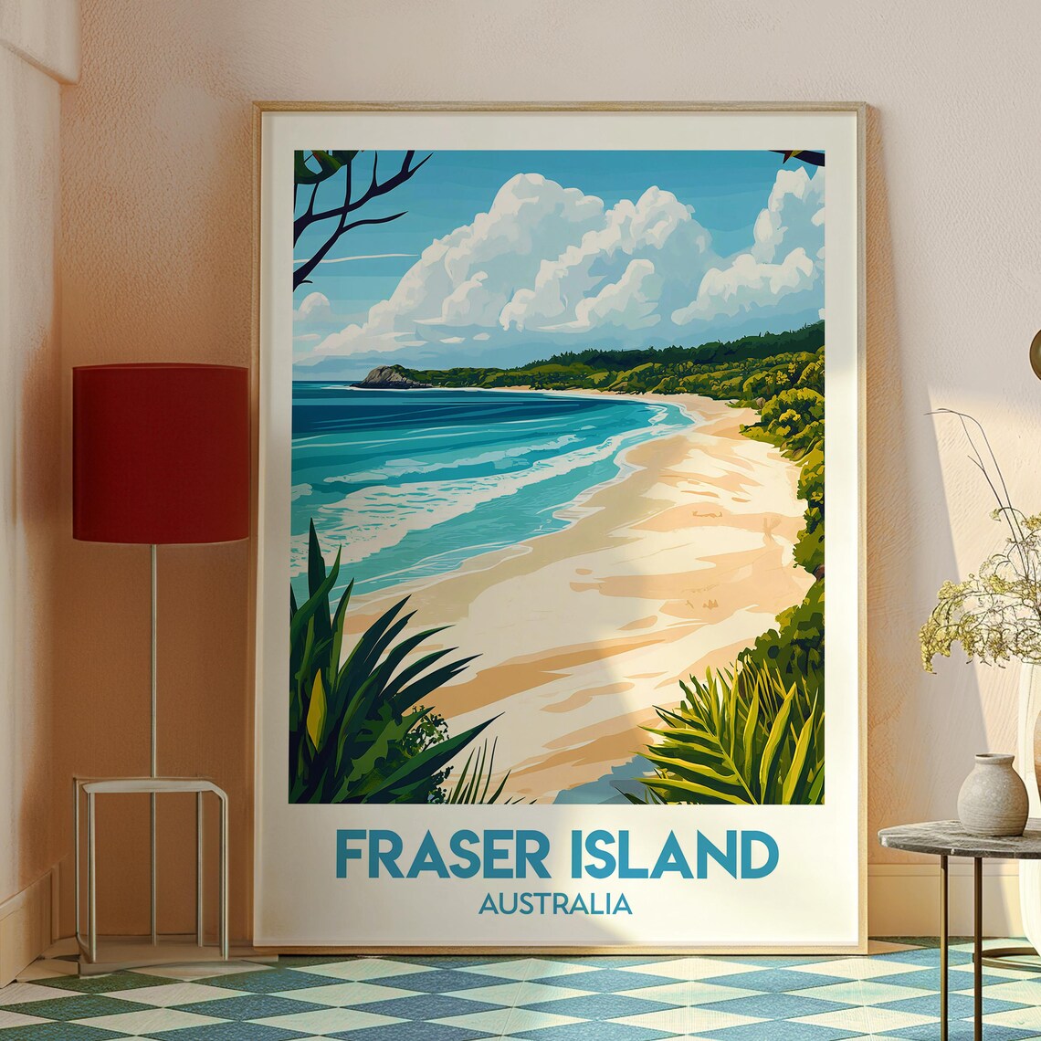 Fraser Island Australia Sandy Beach Turquoise Surf Coast Poster - Image 2