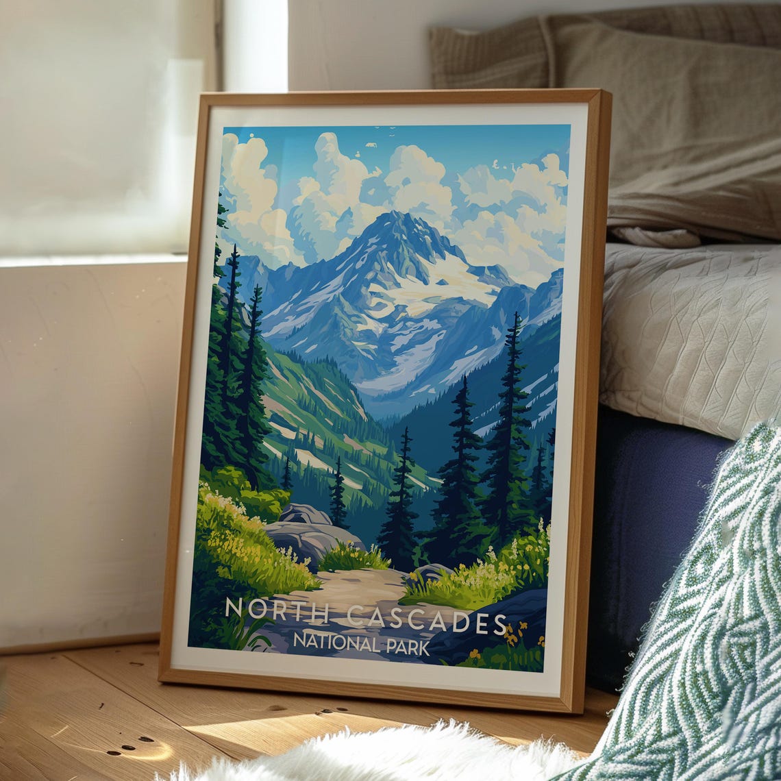 North Cascades National Park Snowy Glacier Peak Forest Trail Poster - Image 3