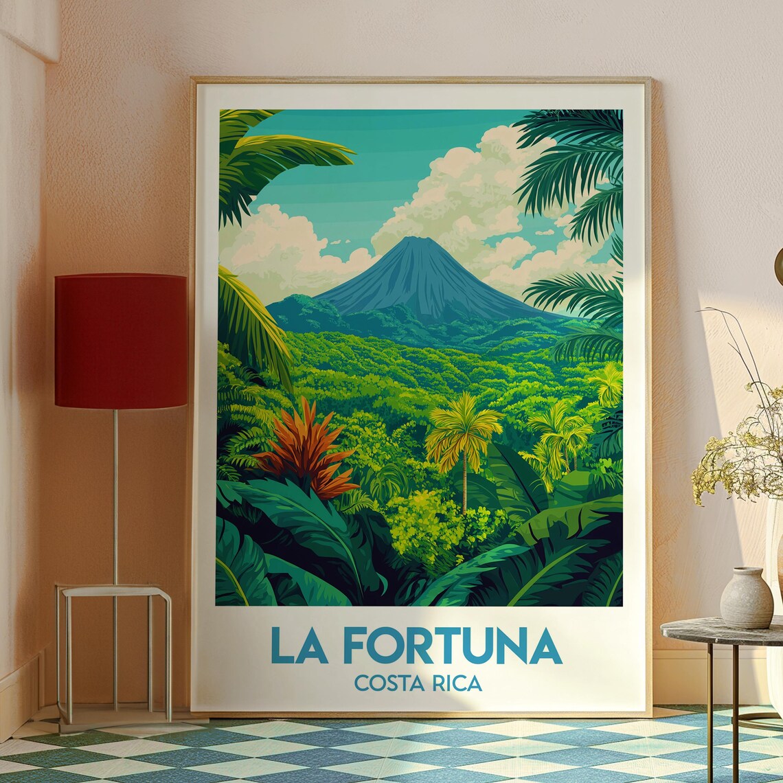 La Fortuna Costa Rica Arenal Volcano Rainforest Travel Poster - Image 2