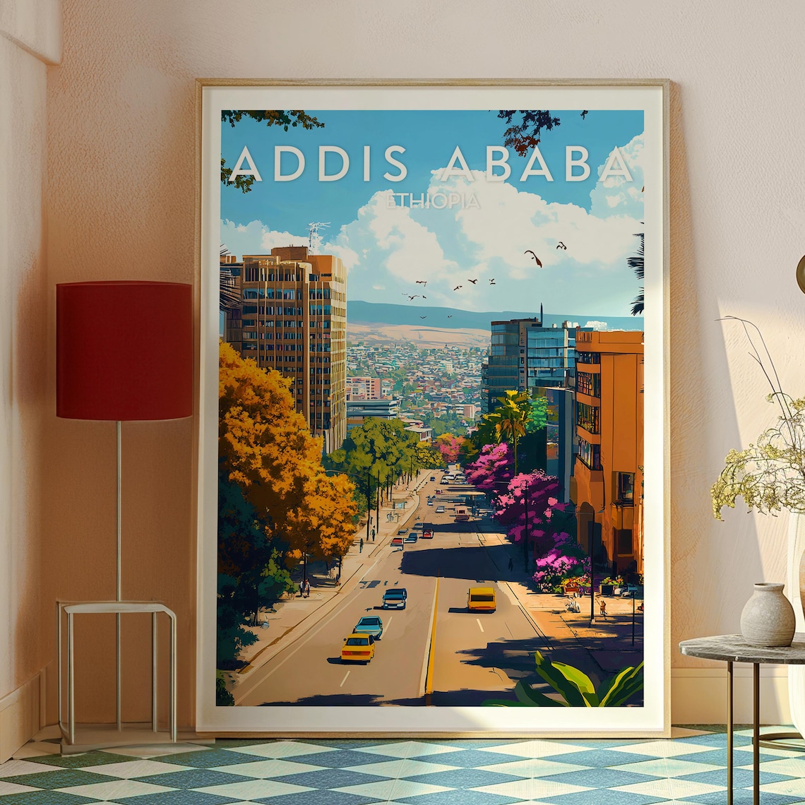 Addis Ababa Ethiopia Vibrant City Avenue Skyline Street Poster - Image 2