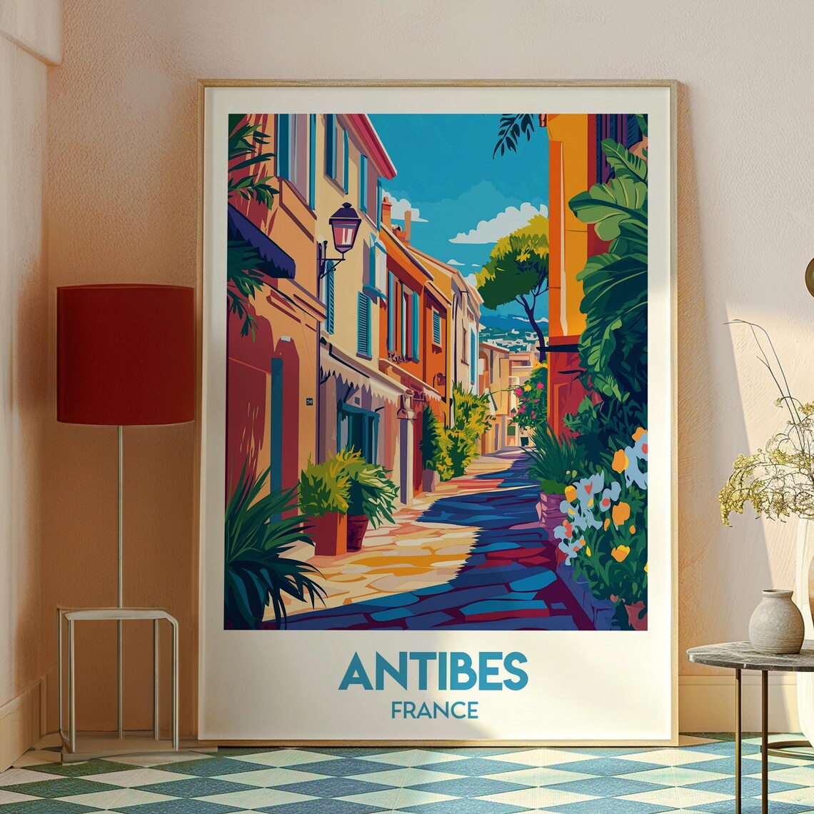Antibes France Old Town Street Scene Retro Style Travel Poster - Image 2