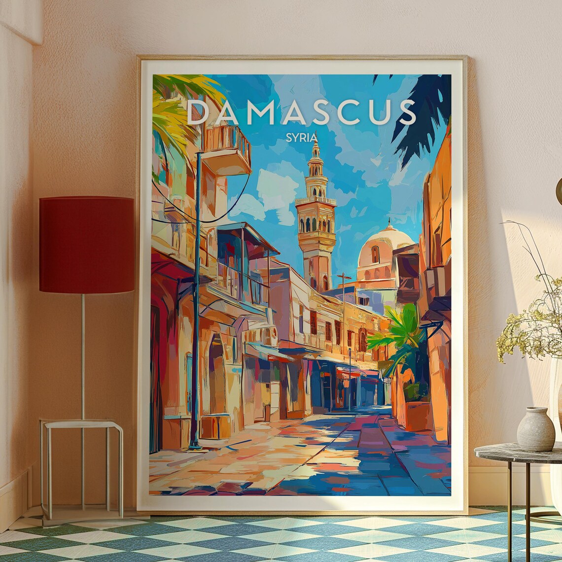 Damascus Syria Historic Old City Retro Vintage Style Travel Poster - Image 2