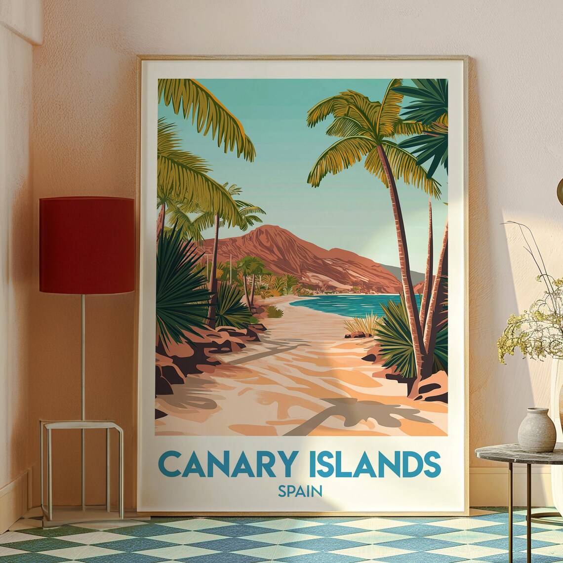 Canary Islands Spain Palm Beach Volcanic Mountain Coast Poster - Image 2