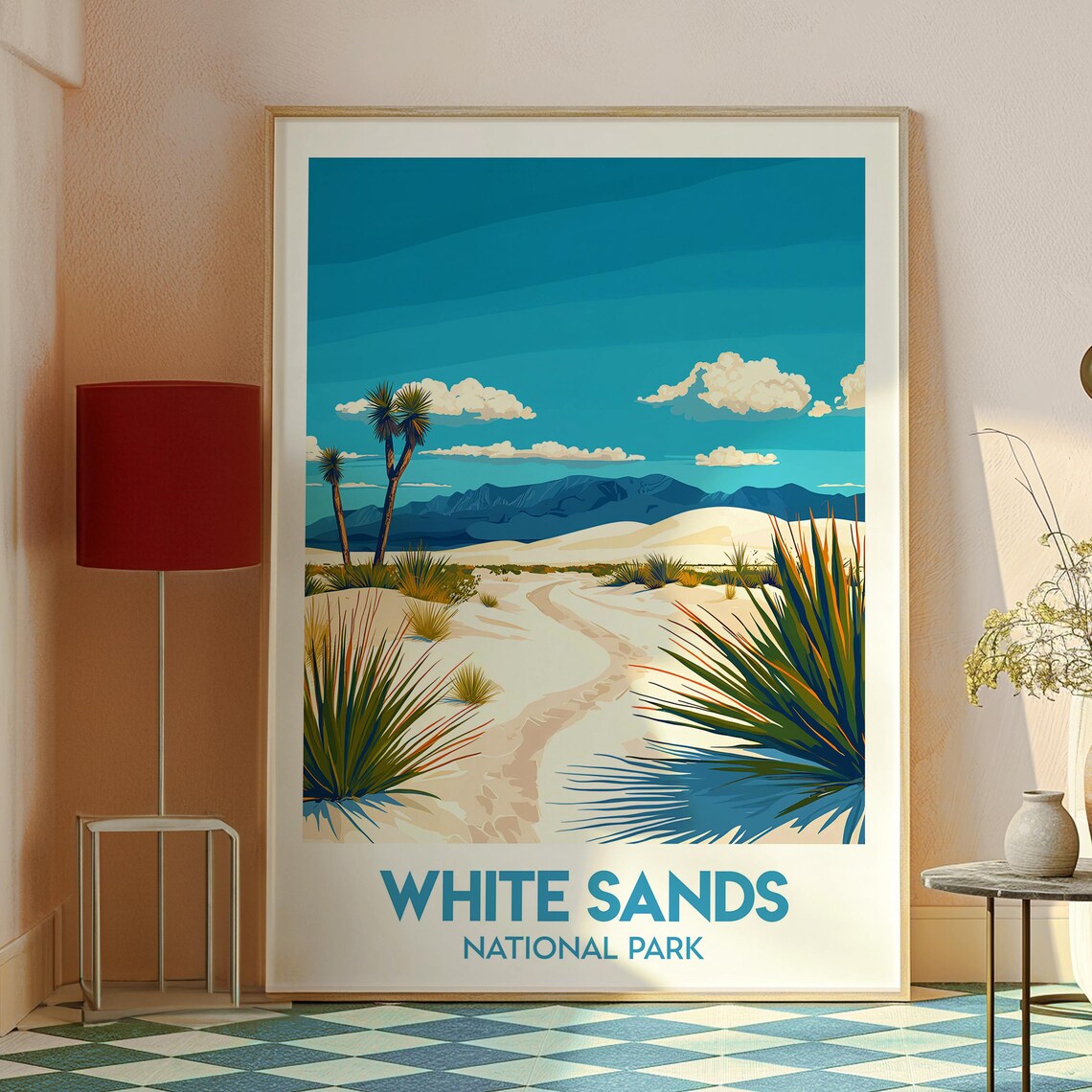 White Sands National Park Dunes Desert Mountains New Mexico Travel Poster - Image 2