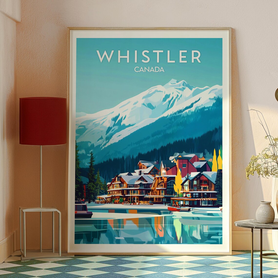 Whistler Canada Ski Resort Snowy Mountain Village Lake Poster - Image 2