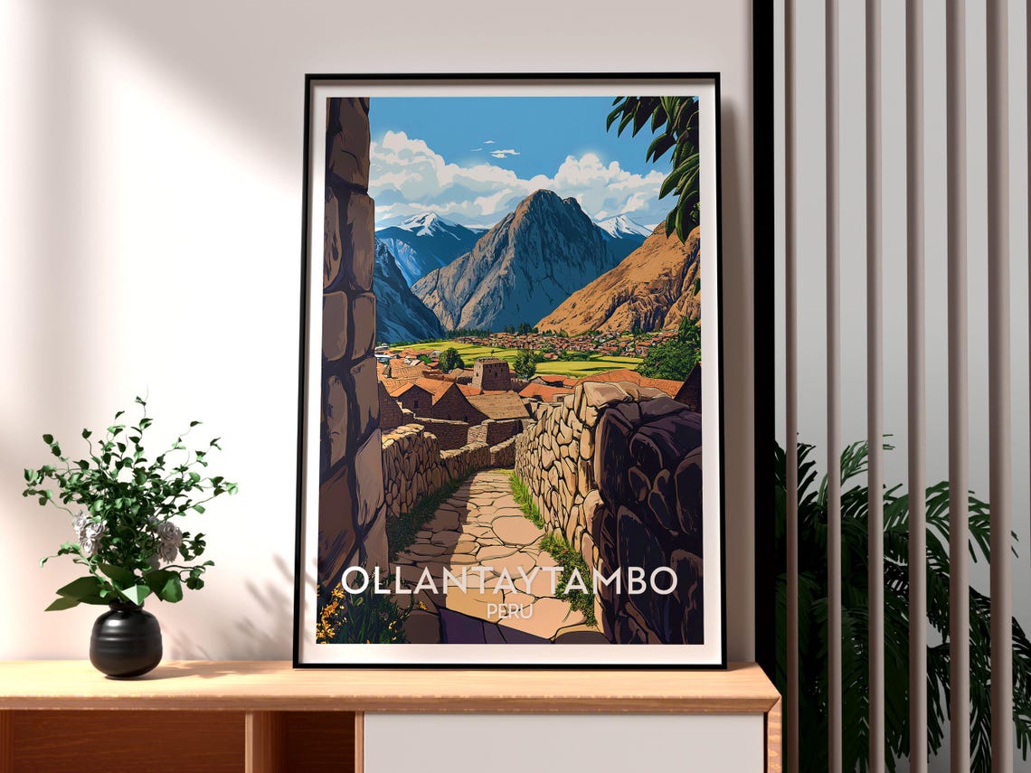Ollantaytambo Poster Art Peru Travel Print Wall Fortress South America