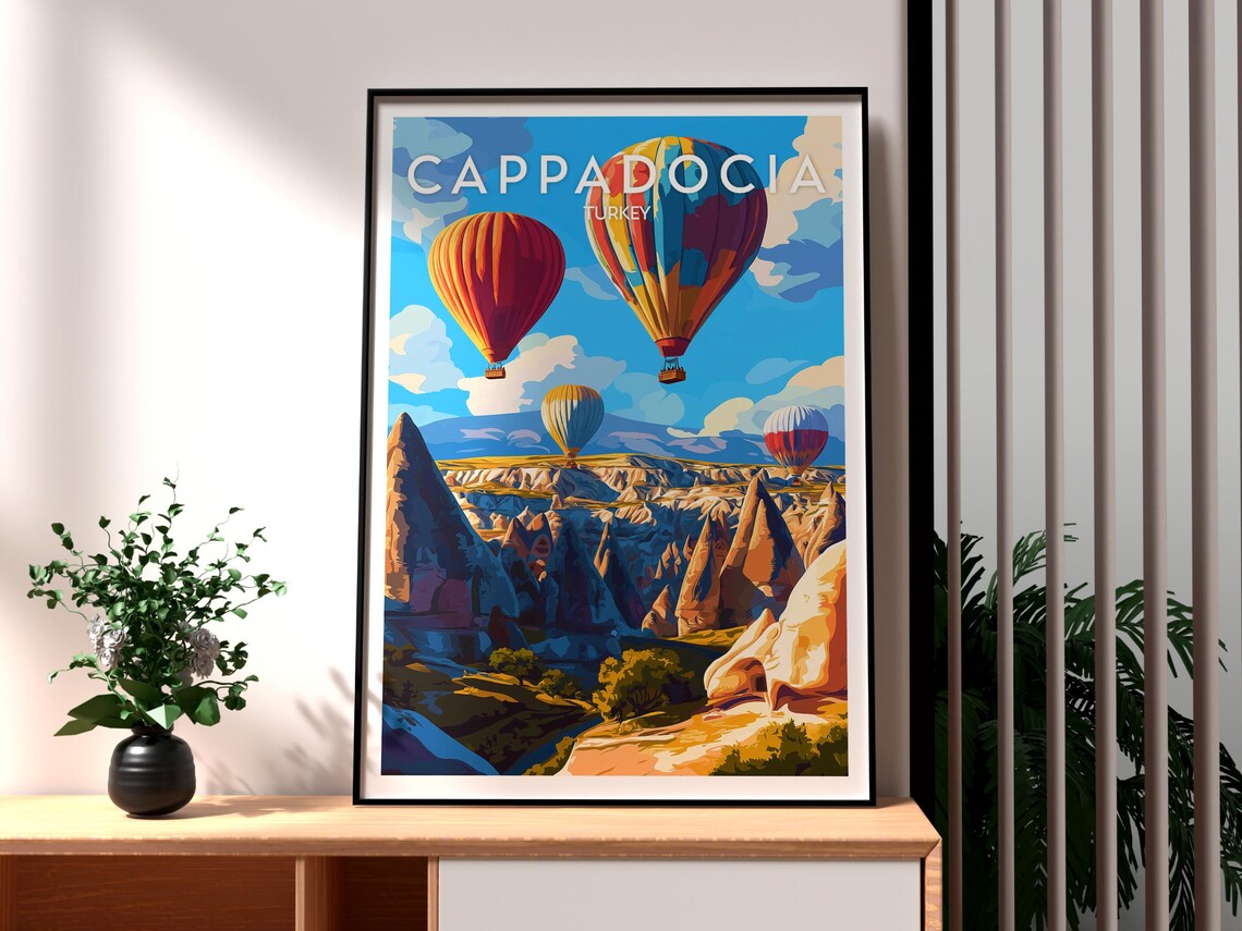 Cappadocia Turkey Hot Air Balloons Fairy Chimneys Travel Poster