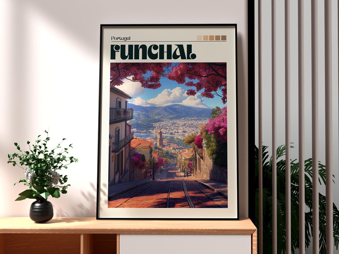 Funchal Portugal Island Street Bougainvillea Bay View Poster