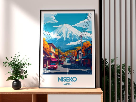 Niseko Print Japan Wall Art Skiing Poster Travel Hokkaido Mount Fuji