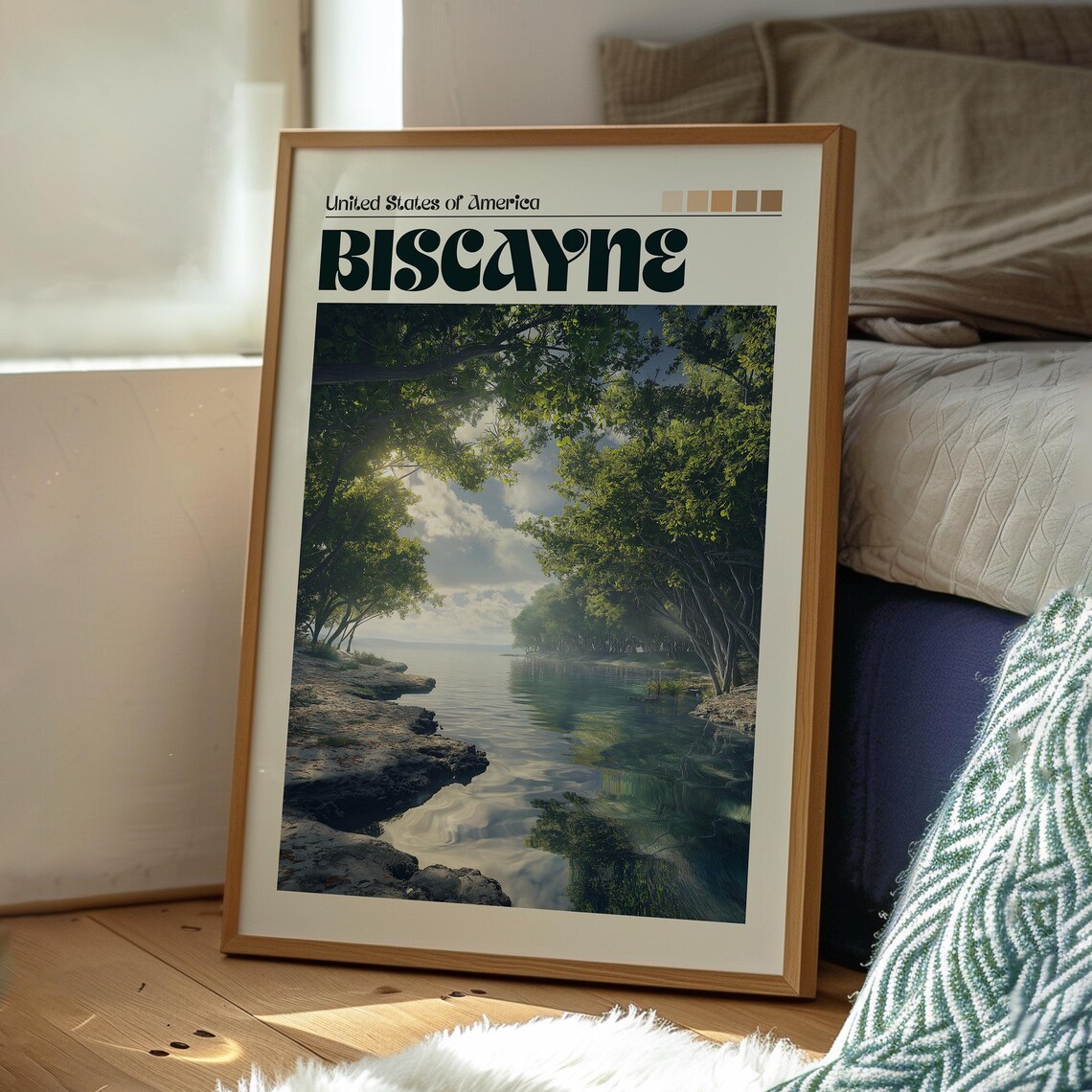 Biscayne Florida Mangrove Bay Shoreline View Travel Art Poster - Image 3