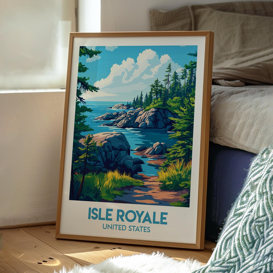 Isle Royale USA Rocky Shoreline Lake Superior Wilderness Poster - Image 3