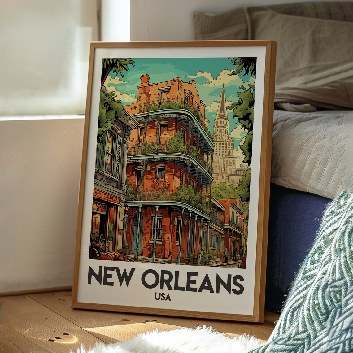 New Orleans USA Historic French Quarter Balcony Architecture Poster - Image 3