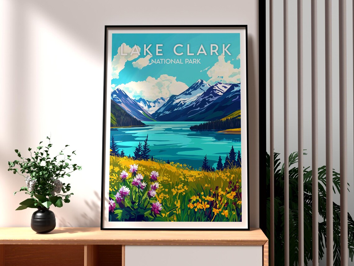 Lake Clark National Park Alaska Mountain Lake Travel Art Poster