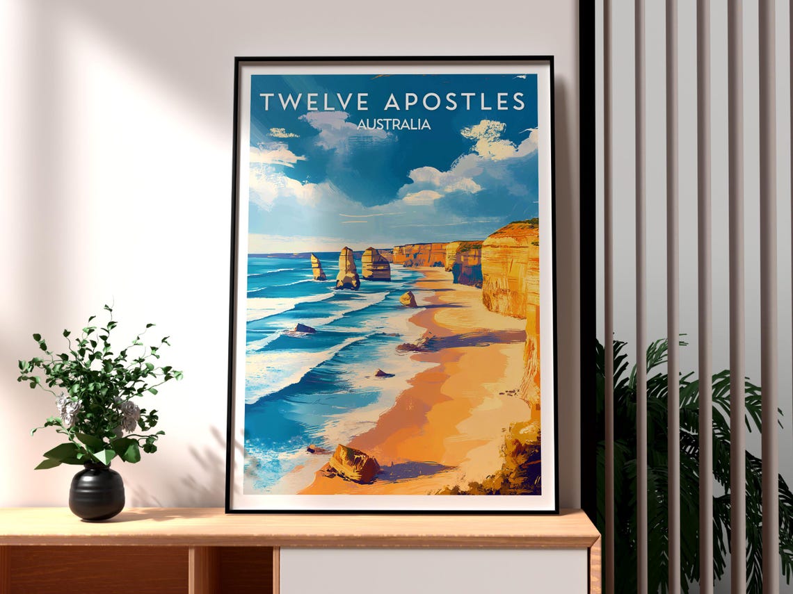 Twelve Apostles Australia Limestone Stacks Golden Cliffs Beach Poster