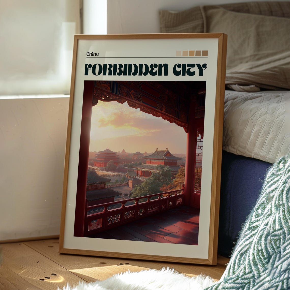 Forbidden City Beijing China Palace Rooftops Golden Hour Poster - Image 3