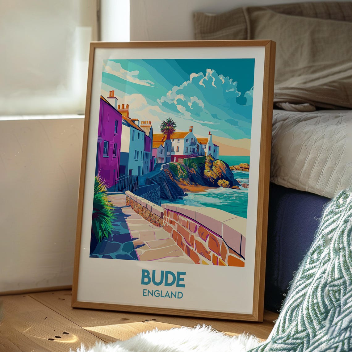 Bude England Cliffside Coastal Path Seaside Village Travel Poster - Image 3