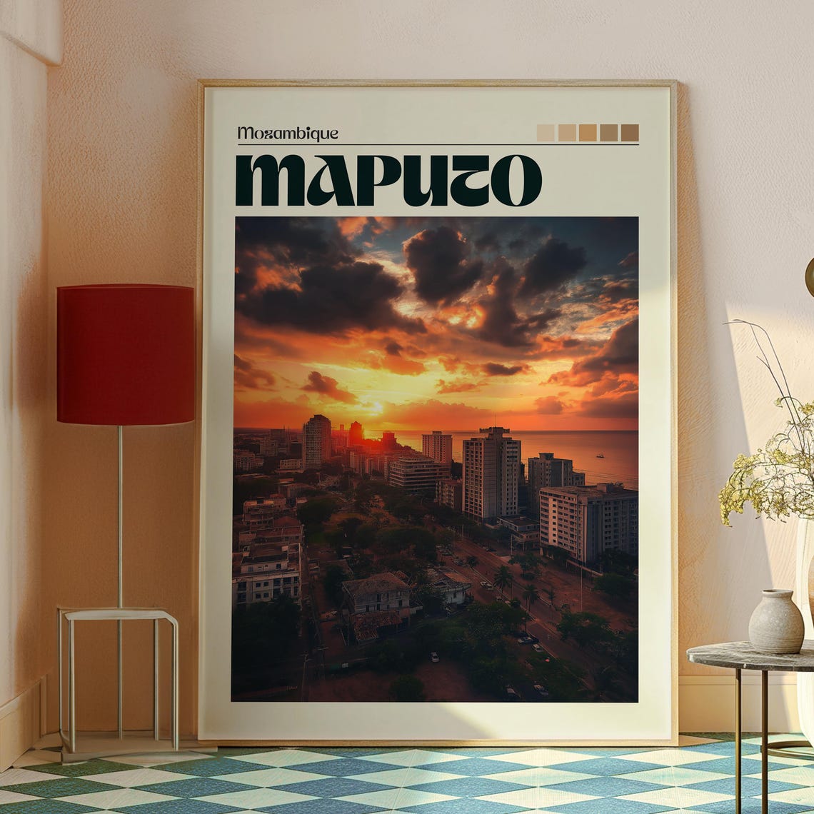 Maputo Mozambique Coastal City Sunset Skyline Ocean View Poster - Image 2