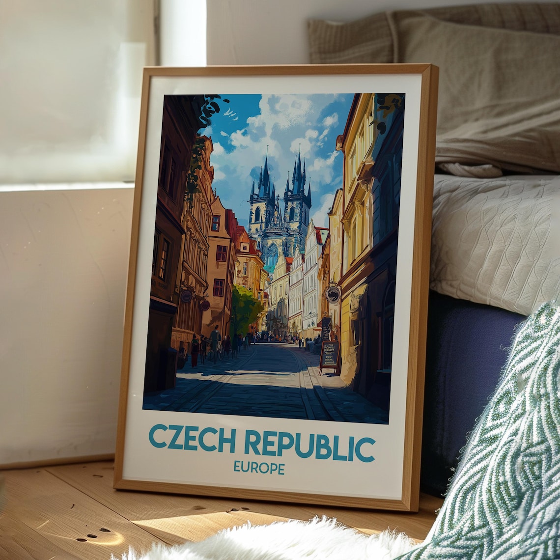 Prague Czech Republic Tyn Church Old Town Street Travel Poster - Image 3