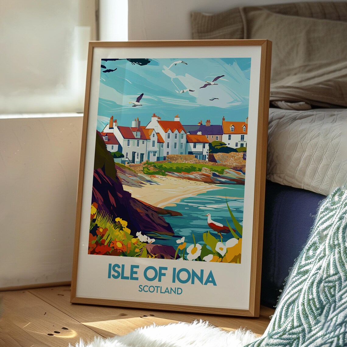 Isle of Iona Scotland Seaside Village Cove Wildflowers Travel Poster - Image 3