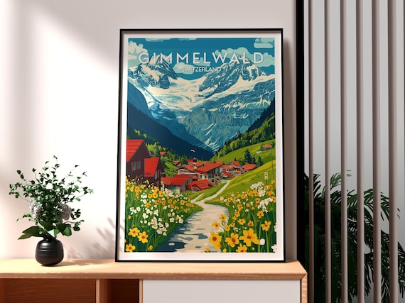 Gimmelwald Switzerland Alpine Village Wildflower Meadow Poster