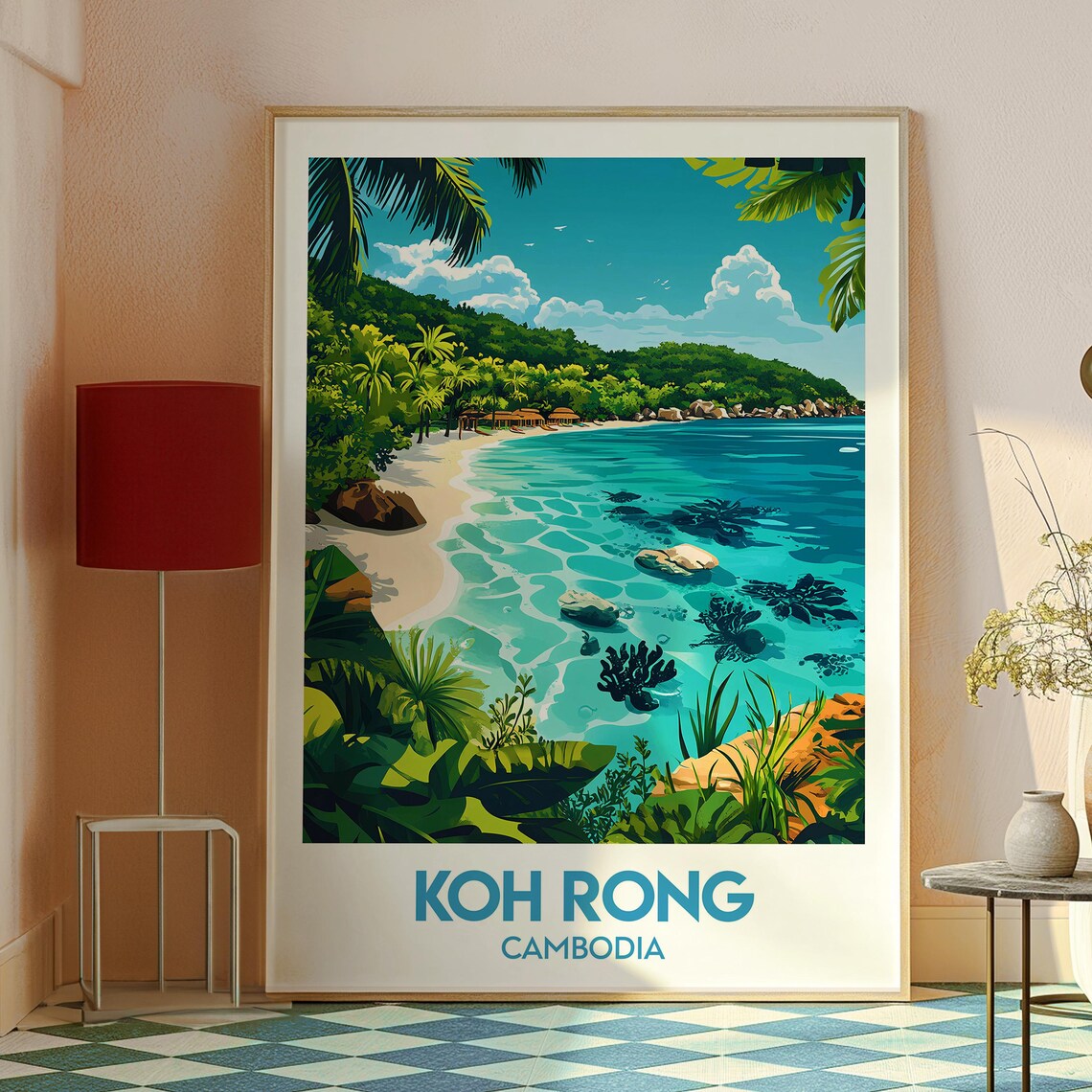 Koh Rong Cambodia Tropical Island Beach Turquoise Water Travel Poster - Image 2