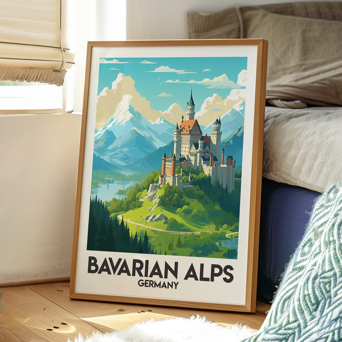 Bavarian Alps Germany Fairytale Castle Snowy Peaks Travel Poster - Image 3