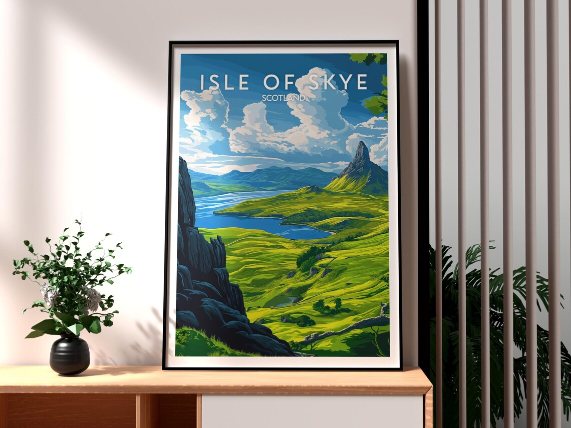 Isle of Skye Scotland Highland Dramatic Green Mountain Poster