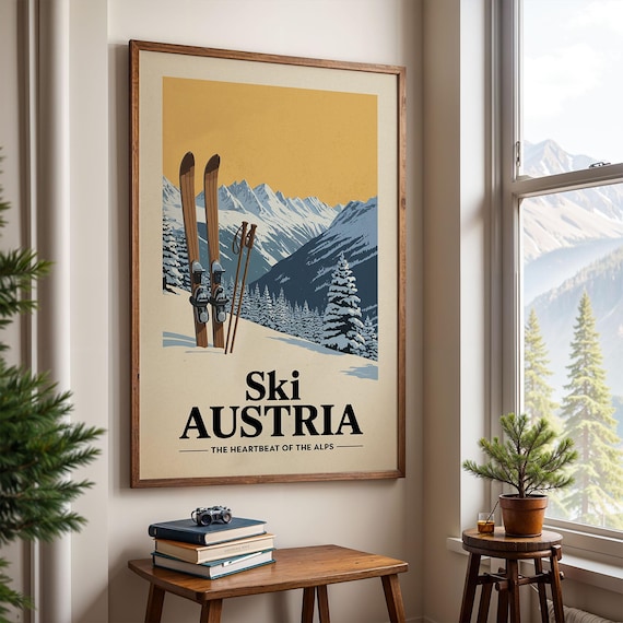 Austria Ski Poster, Vintage Gift For Men