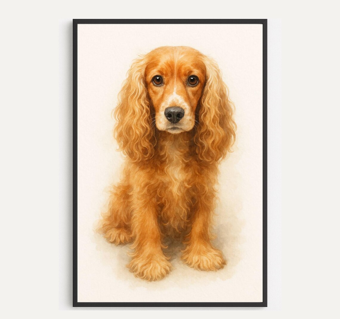 Cocker Spaniel Watercolor, Pet Portrait Art Print