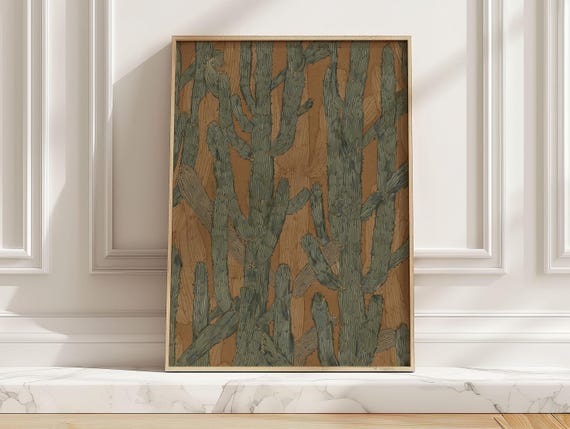 Rustic Terracotta Desert Cactus Poster Print
