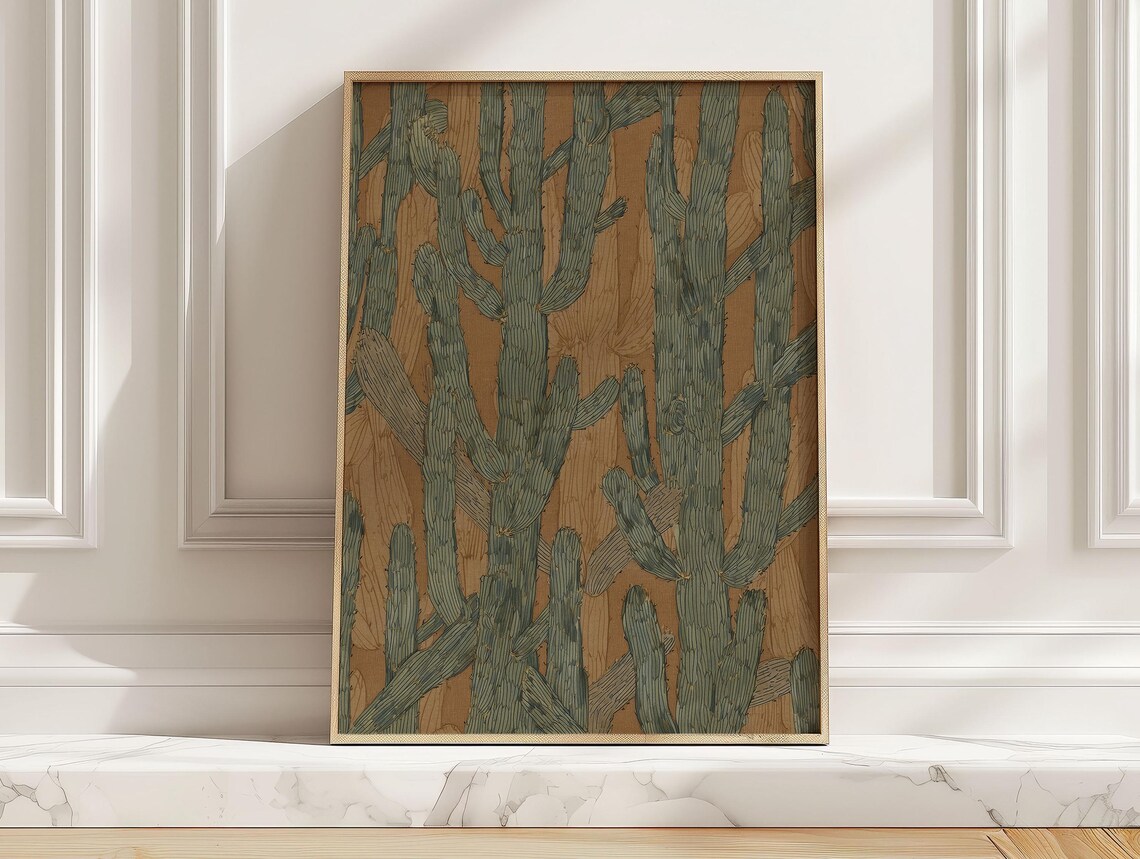 Rustic Terracotta Desert Cactus Poster Print