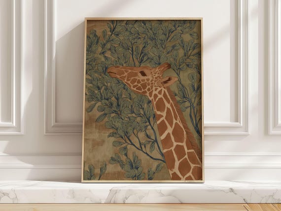 Modern Boho Giraffe Art Print, Safari Animal