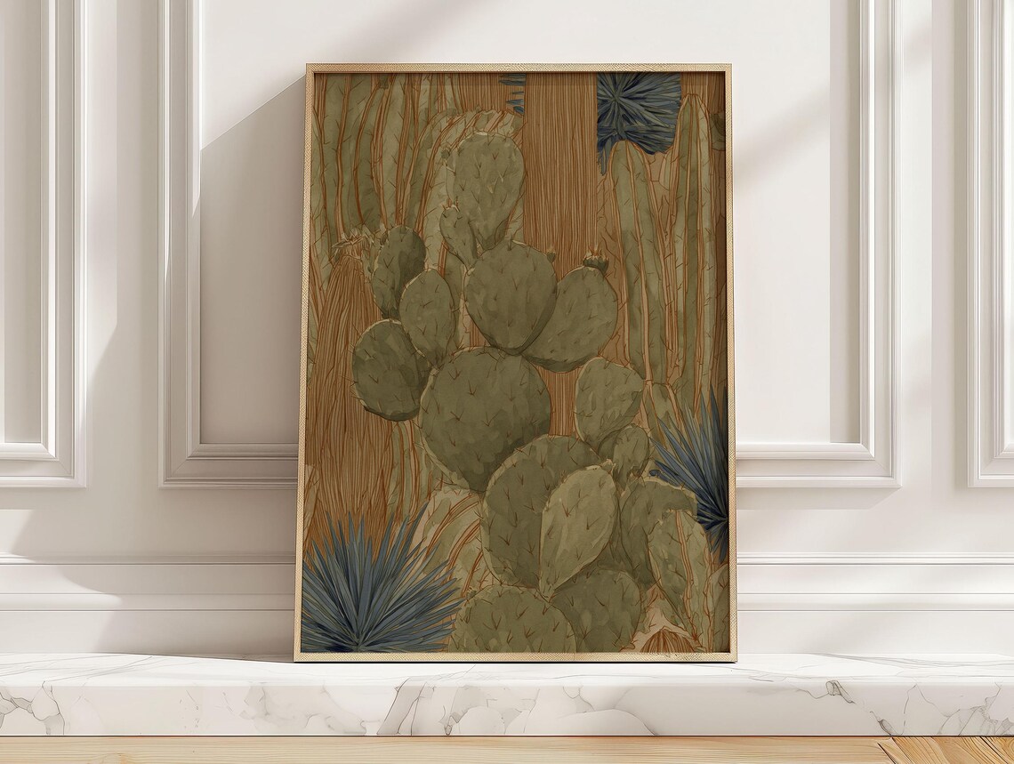 Modern Abstract Cactus Art Print, Southwest Desert Plant