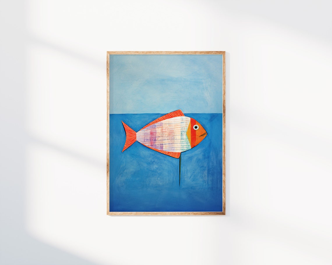 Fish Blue - Contemporary Beach Art Print - Image 2