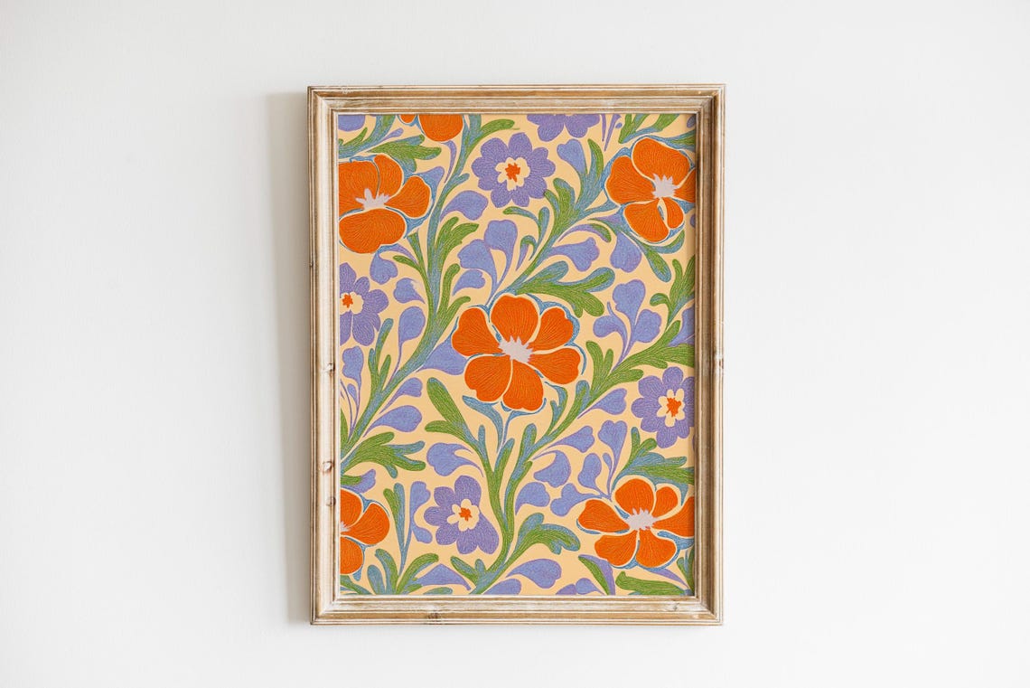 Artful Floral Print, Antique Style Cottage Core - Image 3