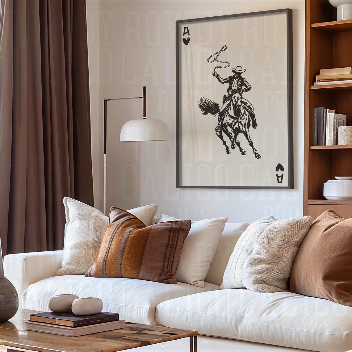 Ace Of Hearts Cowboy Roping Horseback Vintage Western Poster - Image 3