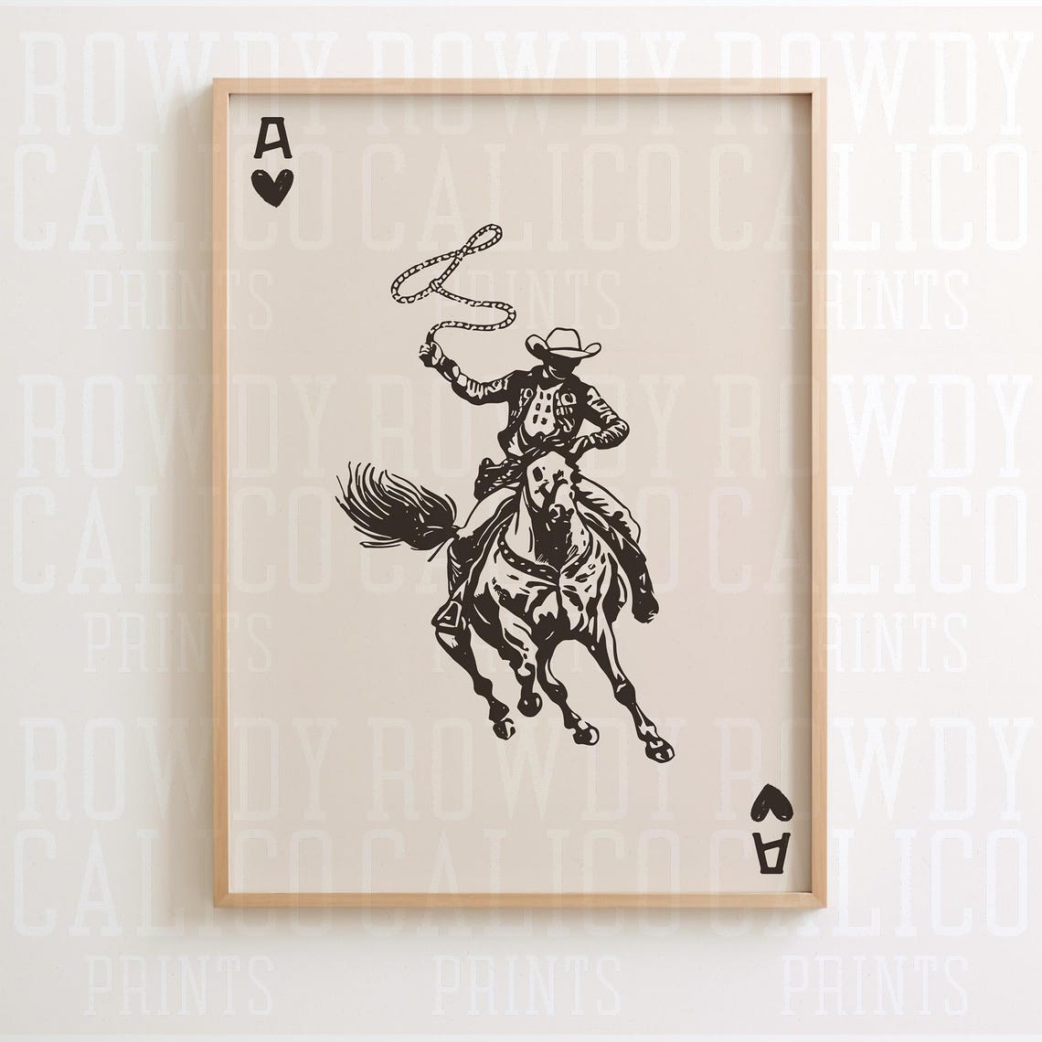Ace Of Hearts Cowboy Roping Horseback Vintage Western Poster - Image 2