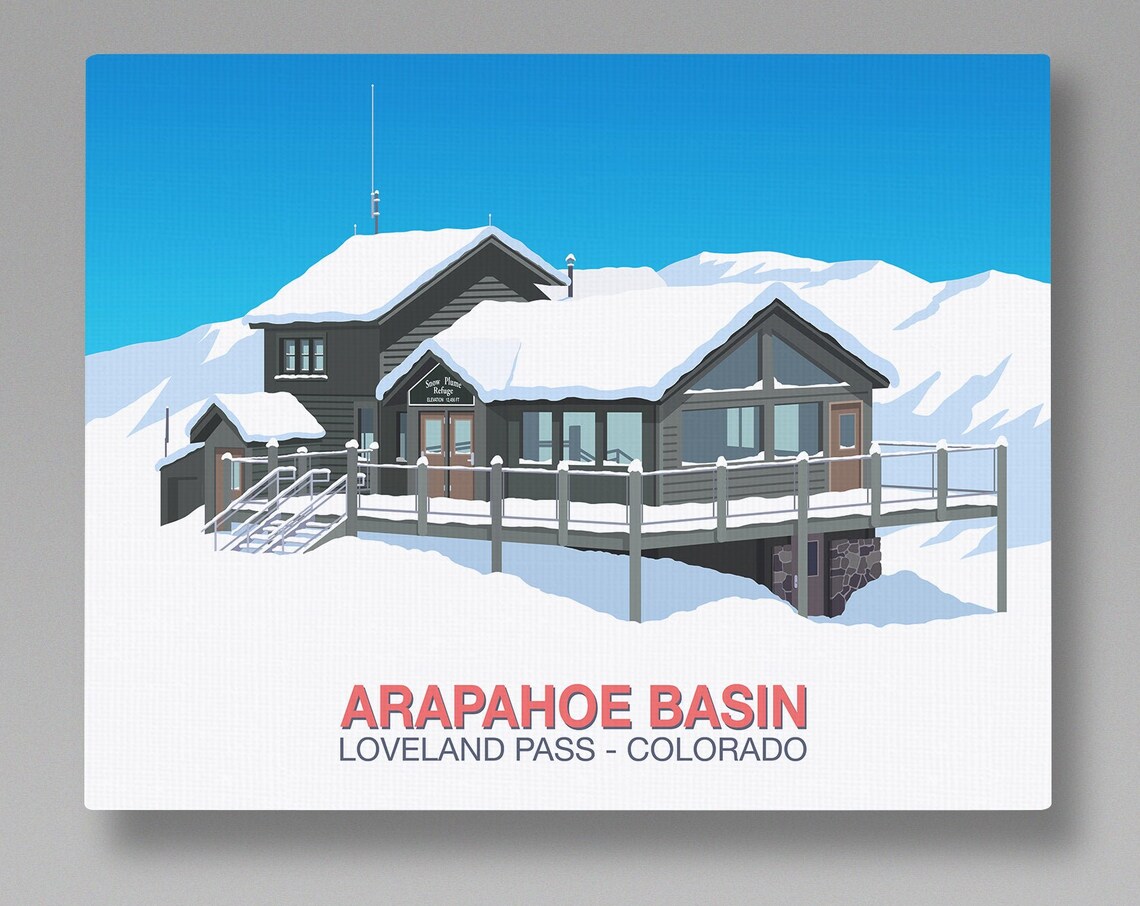Arapahoe Basin Snow Plume Refuge Lodge Colorado Retro Ski Poster