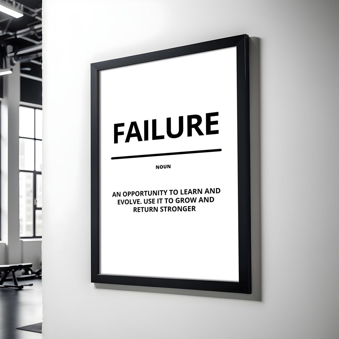 Failure Noun Definition Minimalist White Motivational Quote Poster